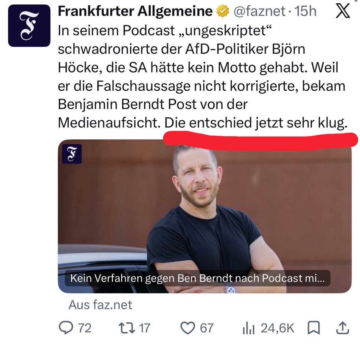 benungeskriptet's tweet photo. Die FAZ war mal staatskritisch. Jetzt schleimt man sich bei der Zensurbehörde ein. Eine „sehr kluge Entscheidung“. 

Das ist kein Meinungsbeitrag, sondern ein richtiger Artikel.

Kann mal ein Journalist anfragen, wieviel Staatsgelder dort angekommen sind und wieviel Prozent des Gewinns das sind? 

https://t.co/q3rRVttJu3