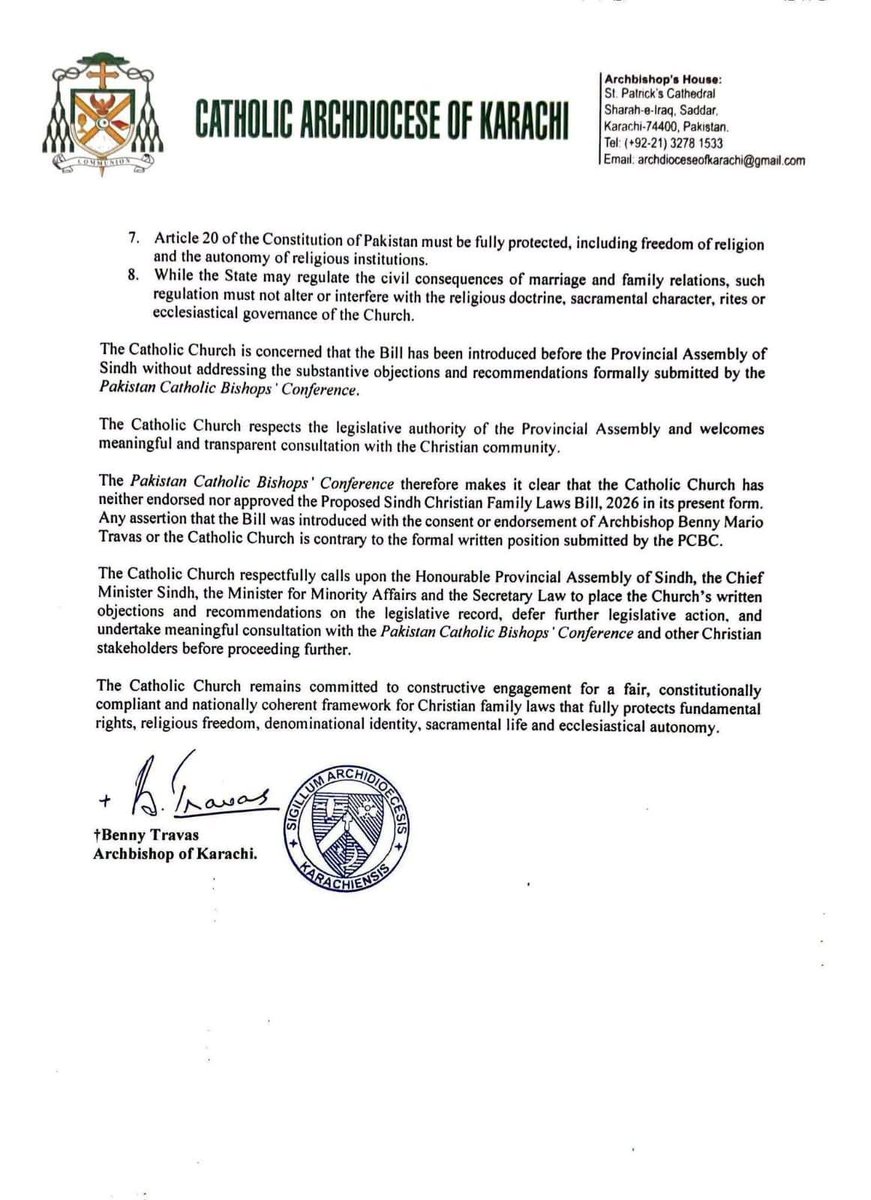 BastianAsif's tweet photo. #ChristianLiving 
#voicepk
#CatholicChurchs
Catholic Diocese of Karachi Strongly rejects Christian family law 2026 in Sindh Assembly Pakistan https://t.co/ORHtnmajzl