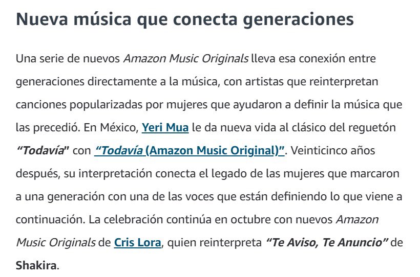 CristinaActual_'s tweet photo. ℹ️ | CRIS LORA REINTERPRETARÁ “Te Aviso, Te Anuncio” DE SHAKIRA! 

Cris formará parte de “Las Mujeres que Impulsan la Música Latina”, una nueva iniciativa de Amazon Music en la que diferentes artistas interpretan canciones de mujeres referentes de la música latina. 

Según el artículo, el Amazon Music Original de Cris Lora llegará en octubre! ✍🏼

🔗: https://t.co/ni8SP8yOxV