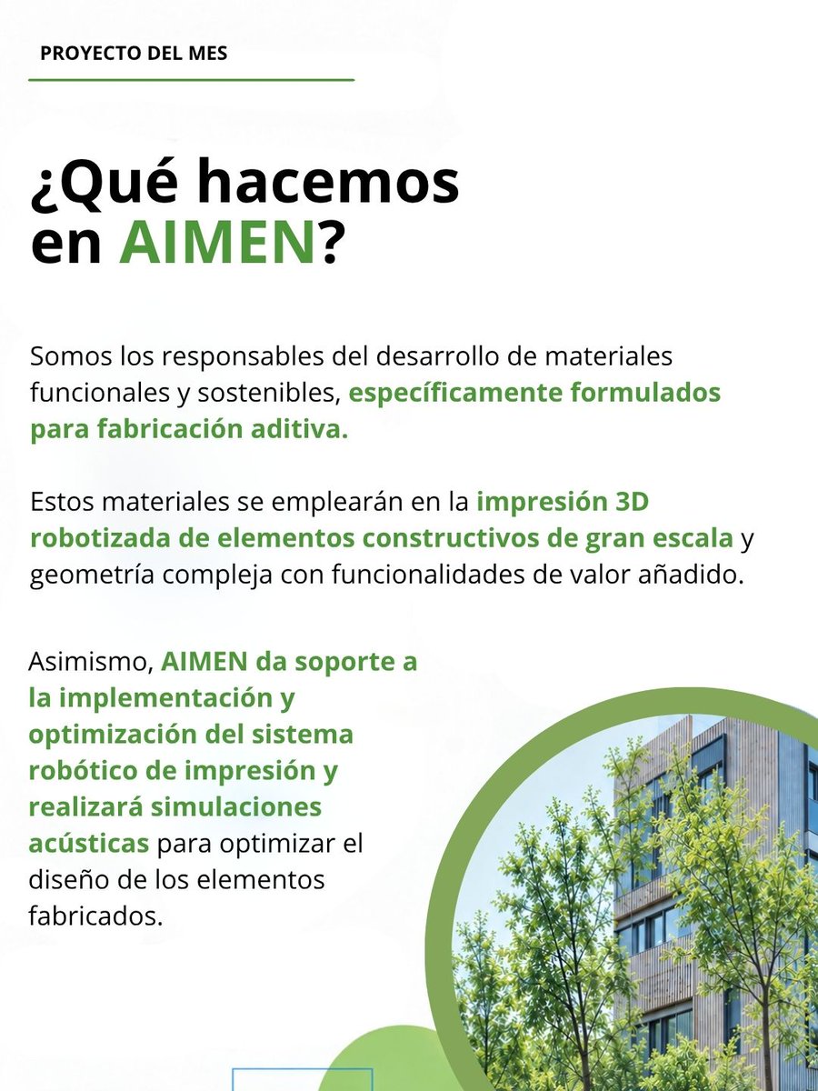 aimenct's tweet photo. Desde #AIMEN, en @BiogemseEu  trabajamos en soluciones constructivas modulares y biointeligentes, combinando materiales biobasados, impresión 3D robótica y tecnologías digitales para avanzar hacia una construcción más circular, eficiente y sostenible.

#ProyectoDelMes https://t.co/i2D1EVrMkH