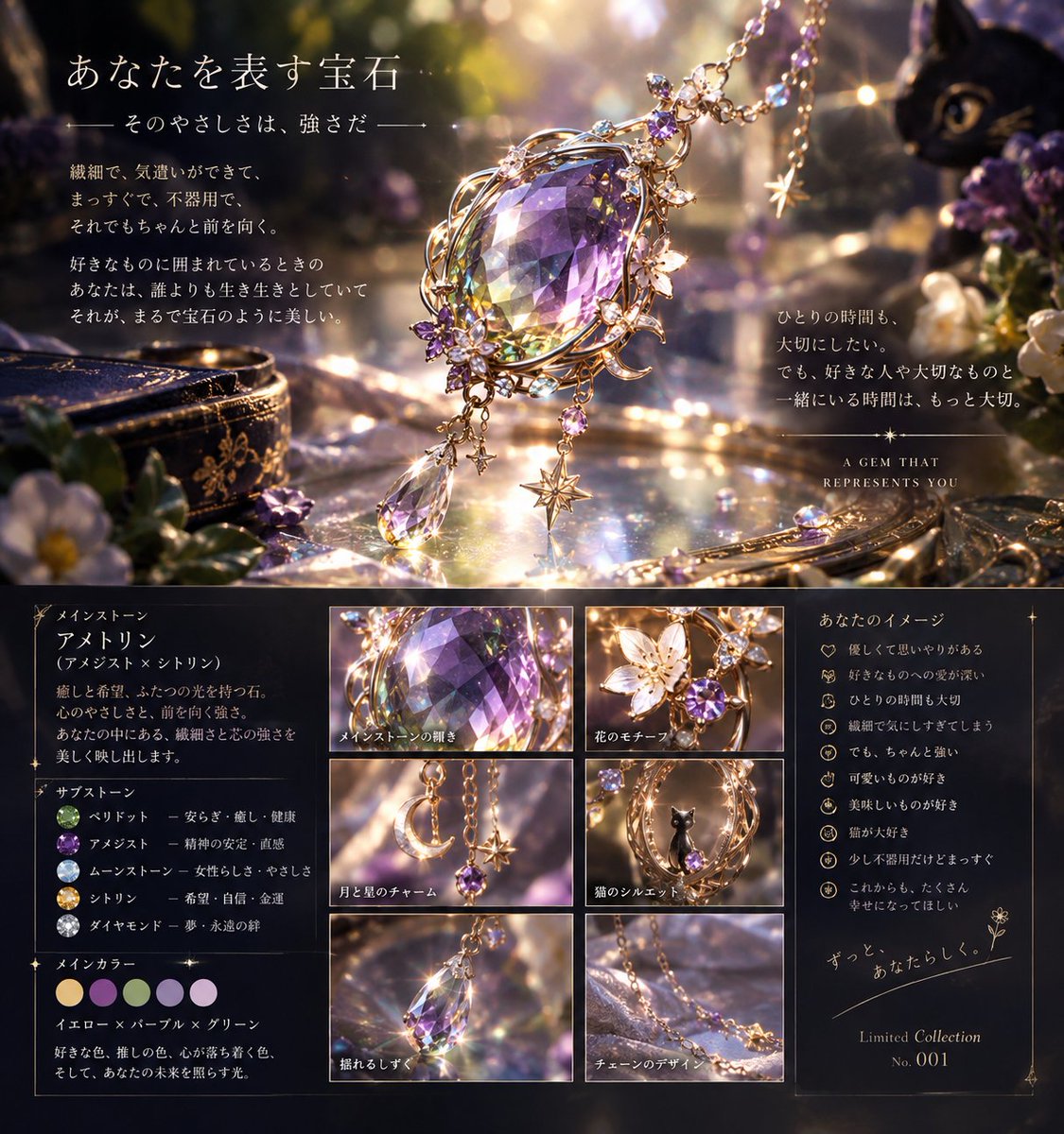 Yue595's tweet photo. チャッピーに私のイメージを宝石で表してって頼んでみた https://t.co/6XKsze9v2G