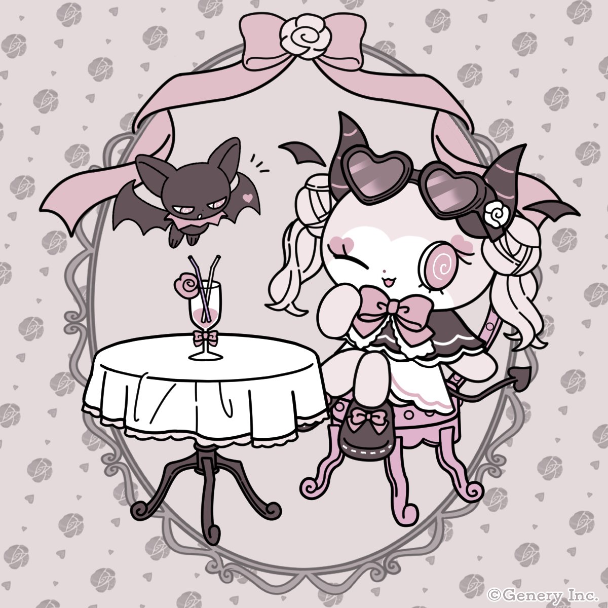 pinkyroselafary's tweet photo. ひとりの時間って大好き♡
さみしくないよ？  "わたし"がいるもん🌹

🦇  ジュース飲んでいいのか？ https://t.co/KMttZwloUG