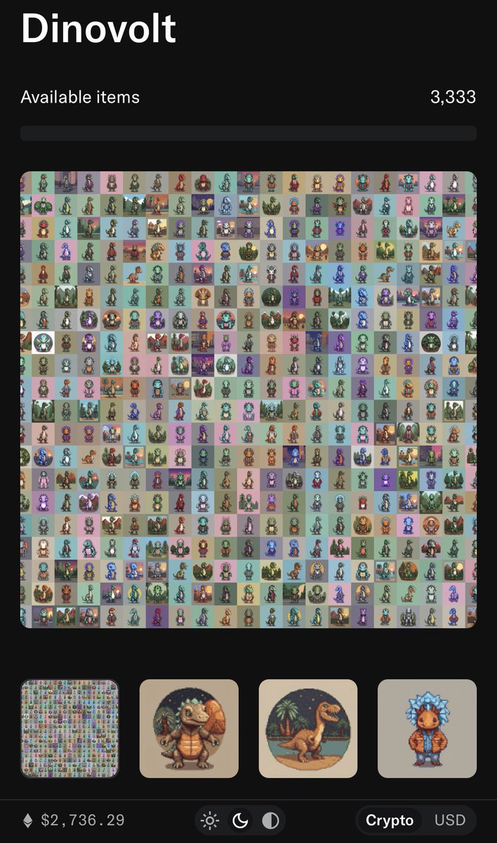 dinovolt_NFT's tweet photo. 🦖⚡ DINO LORE DROP

Every $DVOLT holder asks this eventually: why dinosaurs?

Because 65 million years ago, they ruled the earth. Then one day — gone.

We brought them back. Pixel by pixel. On Robinhood Chain.

3,333 of them. Each one survived extinction twice.

Which species are YOU? 👇
🦖 T-Rex — apex predator
🛡️ Triceratops — built different
⚡ Velociraptor — fast money
🌋 Spinosaurus — swims in liquidity

Drop your pick below.

https://t.co/K6ZzBZH4jV

#Dinovolt #DVOLT #NFT