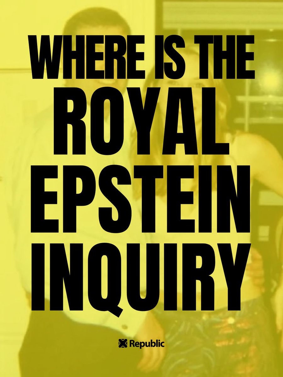 RepublicStaff's tweet photo. Andrew, Charles and William can't hide forever. They need to be held to account. It's that simple. #NotMyKing #AbolishTheMonarchy #Epstein https://t.co/zMmvTTnW6G