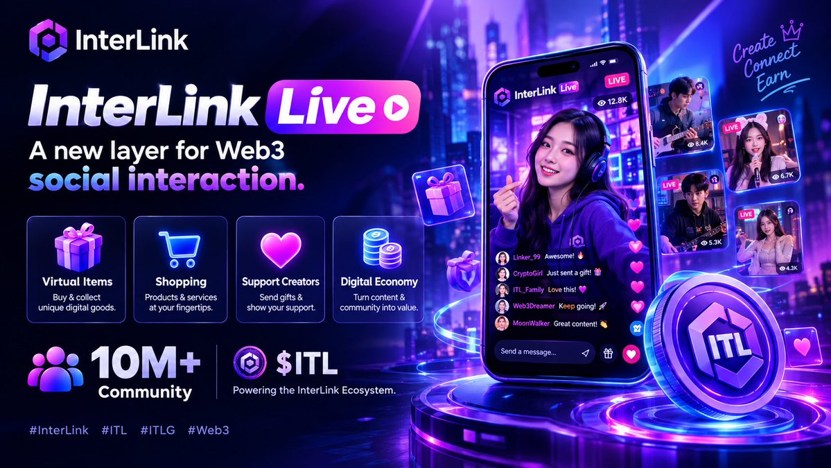 Employment210's tweet photo. 🚀 InterLink Live could become a major Web3 social platform.

With $ITL, users could:
🛍️ Shop products &amp; services
🎁 Purchase virtual items
💜 Support creators
💰 Participate in a digital economy

With 10M+ users, InterLink Live 

#InterLink #ITL #ITLG #Web3 https://t.co/MMFhJLCZEC