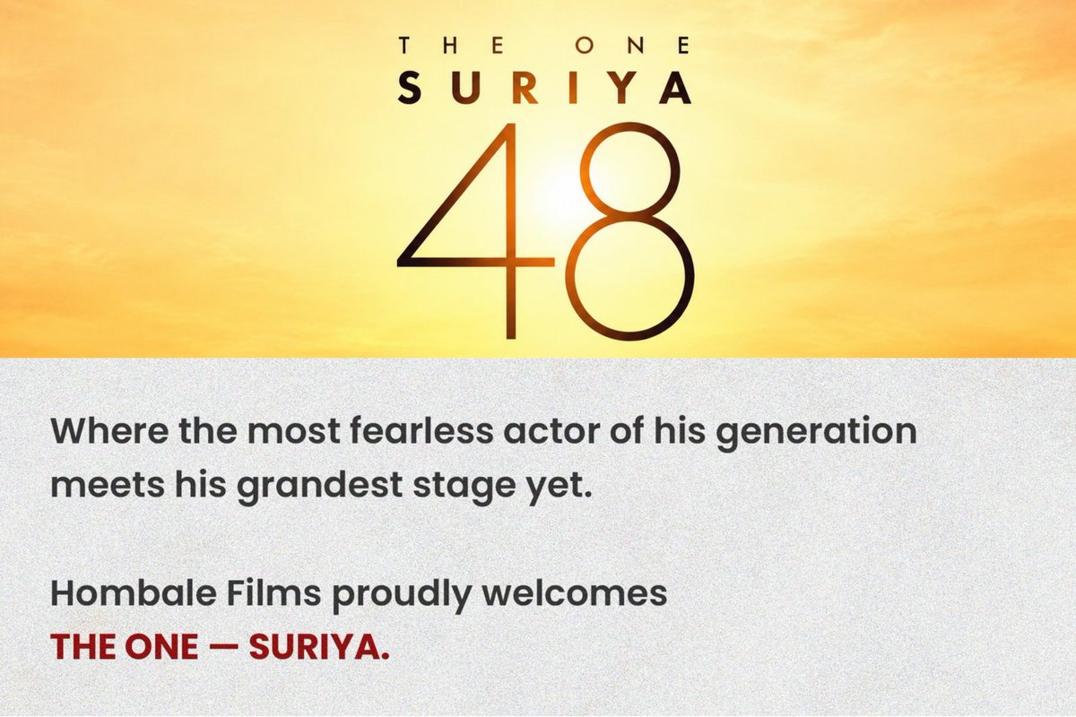 chxndru_offl's tweet photo. Mark my words — #Suriya48 will be a landmark in TheOne @Suriya_offl ’s journey.
And when it arrives, you’ll know exactly why.🔥

#SuriyaXHombale #TheOneSuriya https://t.co/JVZ50cwyFP