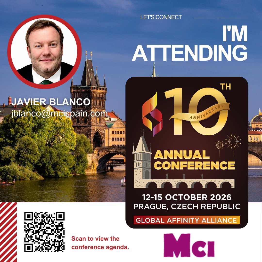 Jblancogalvez's tweet photo. I am thrilled to attend the #10YearsOfGaa Conference to celebrate a #DecadeOfSuccess with the @gaanetwork !
I am looking forward to meeting friends from all over the world.
See you in #Prague from October 12th to 15th! 🇨🇿
#MCI #GAA #GlobalAffinityAlliance #Networking https://t.co/0W8AhwT1nn