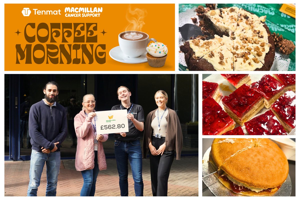 TENMATltd's tweet photo. We whisked up Β£562.80 for Macmillan at our annual Coffee Morning! Huge thanks to everyone who baked, bought and supported such a brilliant cause. βπ§π #Macmillan #CoffeeMorning @macmillancancer https://t.co/UVVRawNyYH