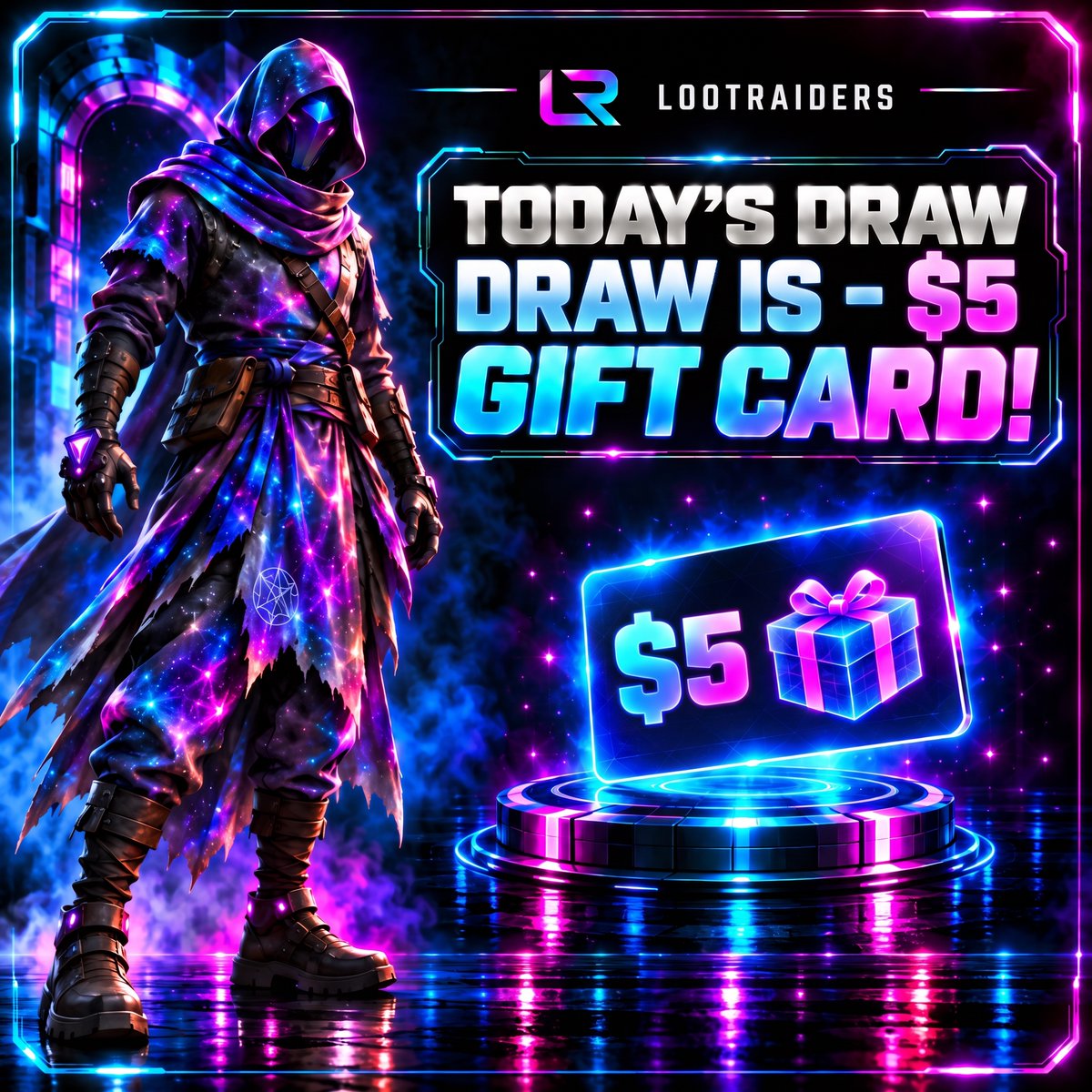 LootraidersEOAS's tweet photo. 🪙 $5 Gift Card — TODAY'S DRAW.

⏰ Enter before 13:00 UTC.

Tomorrow → $100 Gift Card Sun.

🥉 A Bronze ticket gets you in.