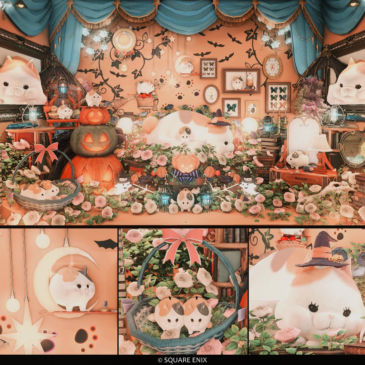 elle_crim's tweet photo. ファットキャット達のハロウィンパーティー🐈🎃
設置数が増えたので改装しました

🏷️ #Crimson14
Meteor Shinryu ラベ 20区 アパルトメント 53号室

#FF14ハウジング　#FF14Housing　#FF14スタジオ https://t.co/TA6nEeeeHQ