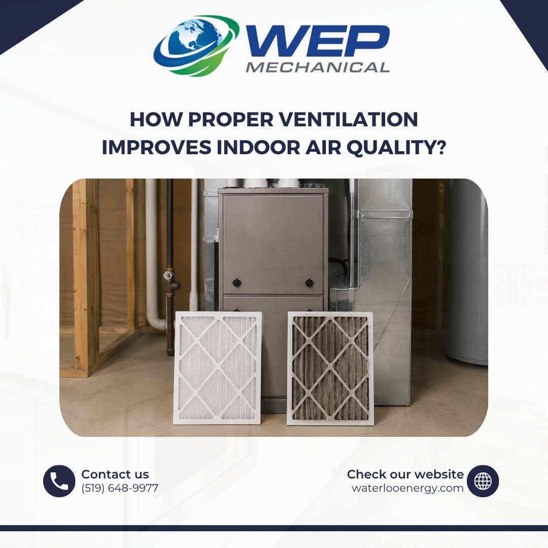 WaterlooEnergy's tweet photo. Proper ventilation and filtration are essential for more than just comfort — they directly impact indoor air quality and system performance. A well-designed HVAC system continuously circulates fresh air while filtering out dust, creating a healthier home environment. https://t.co/x9gCurRd2h
