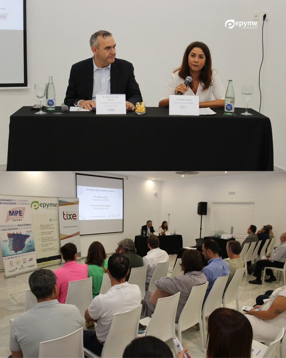 Epymesevilla's tweet photo. 🤝 EPYME participa en la primera jornada del Ciclo de Jornadas Empresariales de TIXE

Hoy hemos compartido junto a la Federación Empresarial Tixe una jornada centrada en uno de los retos actuales para las empresas: el absentismo laboral.

#EPYME #Tixe #AbsentismoLaboral #Empresas https://t.co/oavbKQMpru