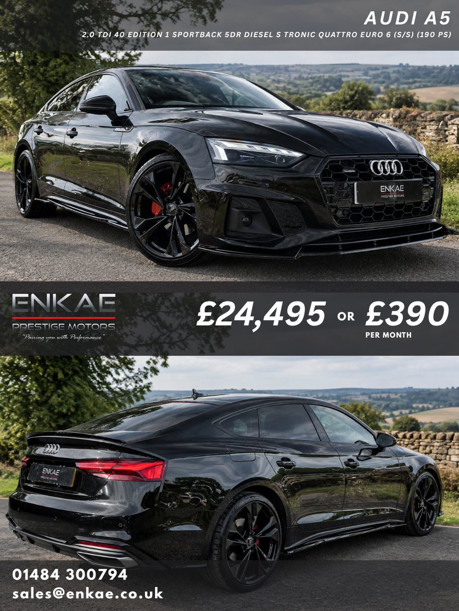 Enkae_prestige_'s tweet photo. 2020 Audi A5 TDI Edition 1.
- Black Edition styling package
- Low mileage
- 20” alloys + Privacy glass
- Audi Virtual Cockpit
- Heated seats & Reverse camera
https://t.co/xAVWYU33Qn
DM us for details!
#AudiA5 #Audi #Huddersfield #CarsForSale #AudiGram #CarDealership https://t.co/mmb6nE8cQM