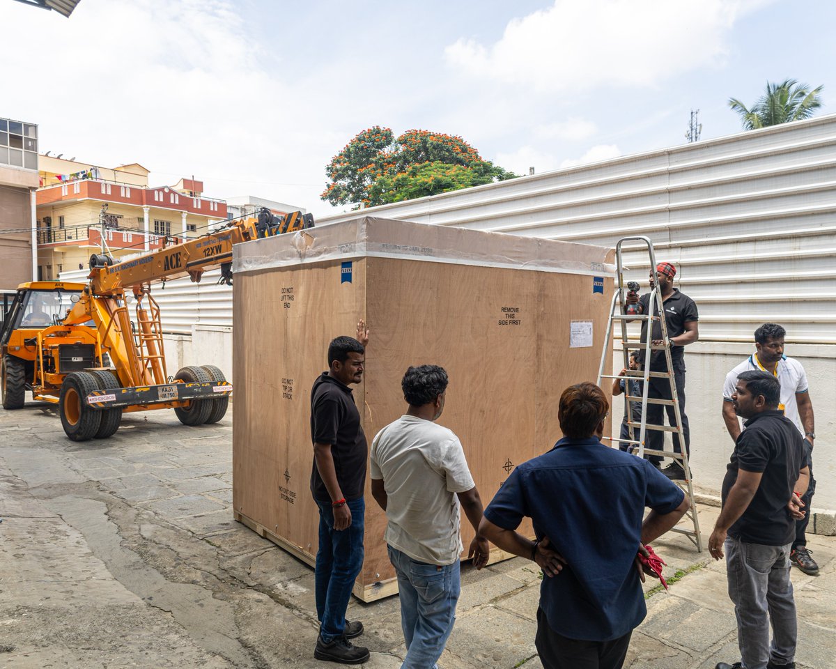 etherealmachine's tweet photo. This is the crate everyone came out to watch being opened.

Inside it, a ZEISS coordinate measuring machine. Granite base, a bridge that travels across it, and, from now on, the final word on whether anything we make is right.

Metrology runs on a rule of ten. The instrument doing the checking has to resolve about ten times finer than the tolerance it checks. Ten times finer is what separates passed from close.

Every machinist here now has something harder to satisfy. Nobody seems to mind.
We built the machines that cut. We bought the one that judges.

The red braces are still on. When they come off, we will show you the first part it measures.

#Metrology #PrecisionEngineering