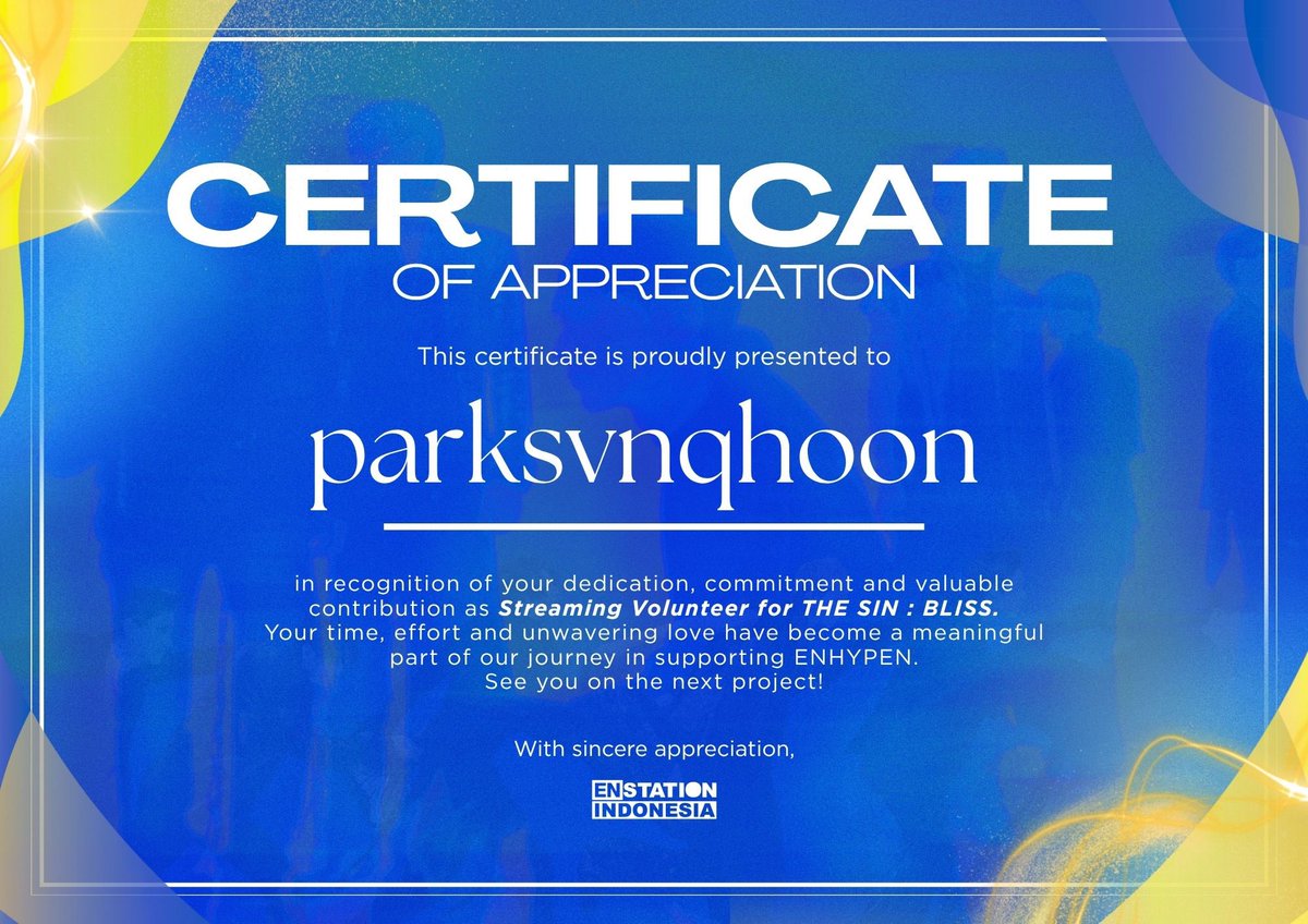 parksvnqhoon's tweet photo. wah dapet sertifikat 😍 
terima kasih @ENSTATIONID  💗 https://t.co/Wn7a60WdEE