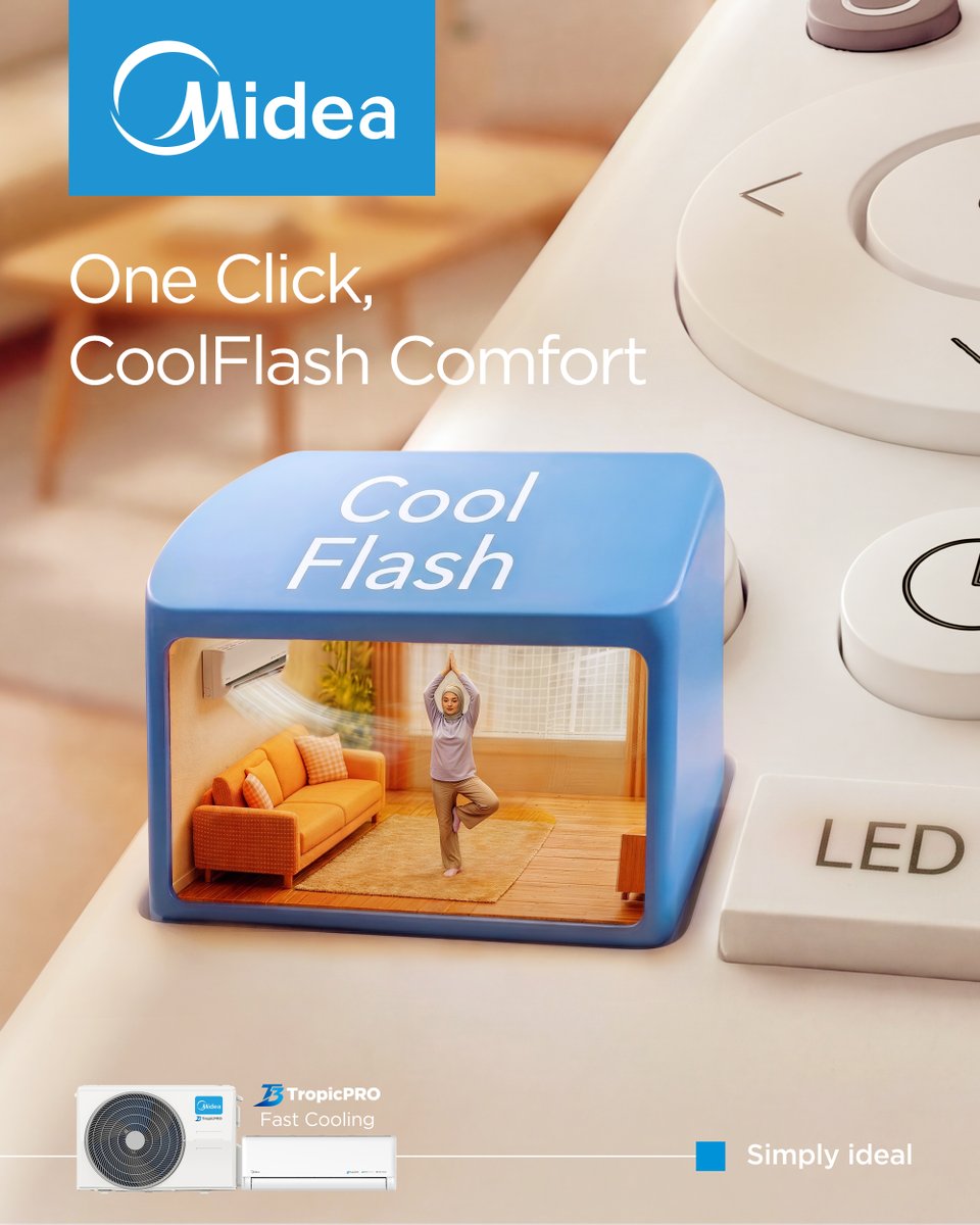 MideaShaker's tweet photo. Your ideal life is just one click away! 🏠✨

Press the button to instantly enter your perfectly cooled world.

One click, endless comfort. 🌬️🏡

#MideaAC #CoolLiving #HomeComfort #T3TropicPRO #MideaMiddleEast #MideaShakerCompany https://t.co/gM0jJJE9KA