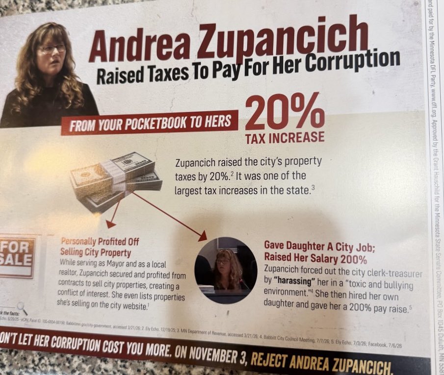 GreatIntelNowA1's tweet photo. SD 3 Andrea Zupancich 
MN DFL Approved by Grant Hauschild https://t.co/tbUn4liNwm