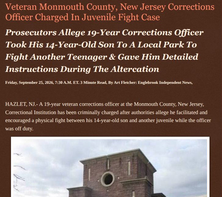ArtFletcher9's tweet photo. Veteran Monmouth County, New Jersey Corrections Officer Charged In Juvenile Fight Case https://t.co/Z8QYS5Y7ov via @Englebrooknews #NewJersey #crimenews #monmouthcountynj #correctionsofficer #arrested #charged #hazletnj #childendangerment #aggravatedassault @HRG_Media @LodiNJNews @fordmb1 @SarahGeving1 @Shannon96574094 @DanCook26214426 @Daytobehappy @janninereid1 @gator4kb18 @TrumpWasRite2 @KathyKbrose @RobGerundo @JimBobW49
