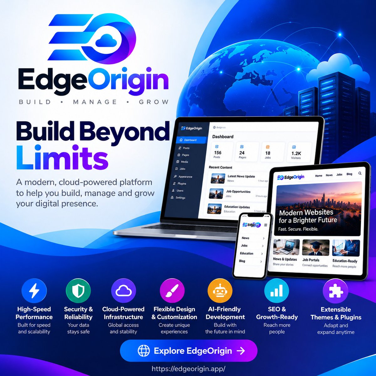 EdgeOriginapp's tweet photo. 🚀 𝗕𝘂𝗶𝗹𝗱 𝗦𝗺𝗮𝗿𝘁𝗲𝗿. 𝗚𝗿𝗼𝘄 𝗙𝗮𝘀𝘁𝗲𝗿.

Your digital journey starts with EdgeOrigin.

🌐 Powerful CMS ⚡ Fast &amp; Reliable Hosting 🛠️ Flexible Digital Solutions 📈 Built for Growth

Turn your ideas into reality with 𝗘𝗱𝗴𝗲𝗢𝗿𝗶𝗴𝗶𝗻.

🔗 https://t.co/KCCaLhPtpc https://t.co/NKJHBhhNtJ