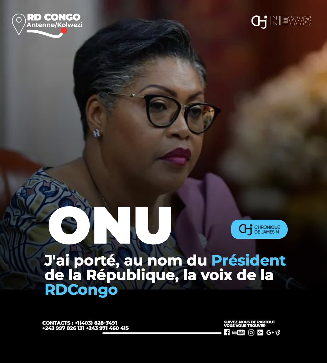 JamesMukeshaba's tweet photo. #RDC🔴‼️| Judith Suminwa : “ À la tribune de la 81ᵉ Assemblée générale de l’ONU, j’ai porté, au nom du Président de la République, la voix de la RDCongo et de l’Afrique : paix, souveraineté et respect des engagements.”

Suivre 👉🏽 @JamesMukeshaba https://t.co/zD6DmS4iCL