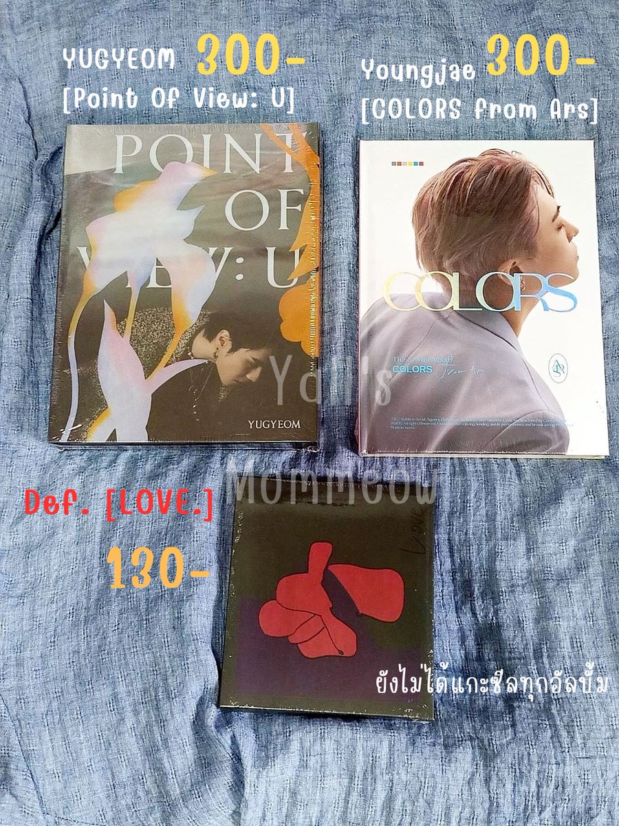 B4_zzzing's tweet photo. wts #GOT7 บั้มยังไม่แกะซีล ฟรีส่งค่ะ สนใจ DM ถามได้ค่ะ
🐥#YUGYEOM [Point Of View: U] 300฿
🐥#Youngjae [COLORS from Ars] 300฿
🐥#JayB [LOVE.] 130฿
#ตลาดนัดgot7 #ตลาดนัดอากาเซ่Got7  #ตลาดนัดอากาเซ #ตลาดนัดกัซ  #ขายของสะสมgot7 https://t.co/6aU27XG3VN