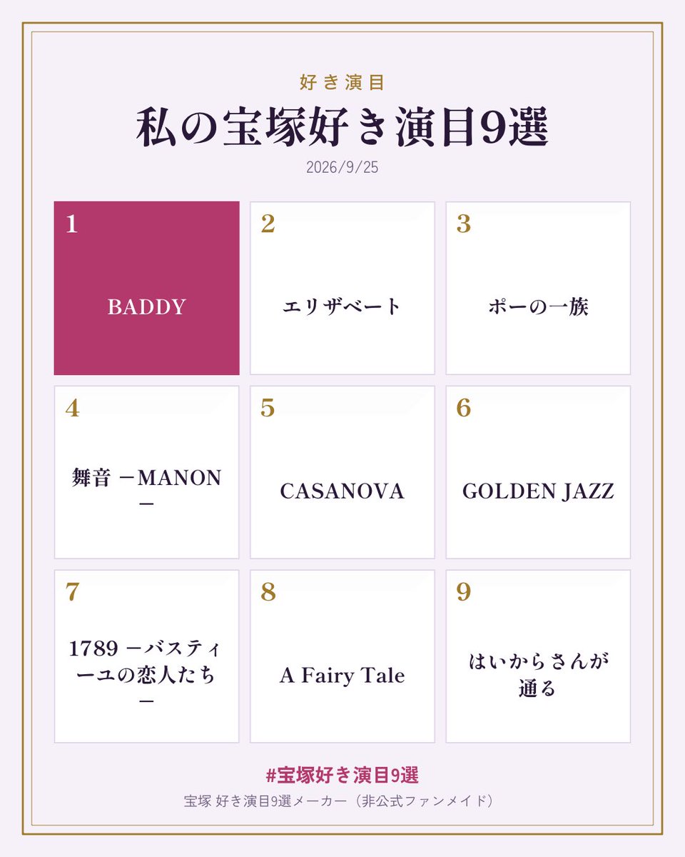crcr_wx's tweet photo. 自己紹介的な感じで🙂‍↕️
まだまだ見たことないのもいっぱいあることを再認識( ᴗ̀ ̫ᴗ́ )♡

#宝塚好き演目9選 https://t.co/kWmFW7bAC2