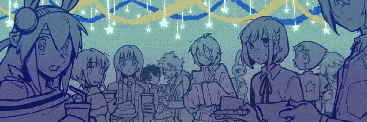 PENYIHIRLAUT's tweet photo. it's my birthday today so i forced an assortment of fictional characters into a party without telling them who the host is beforehand https://t.co/QTXHDsOaLP