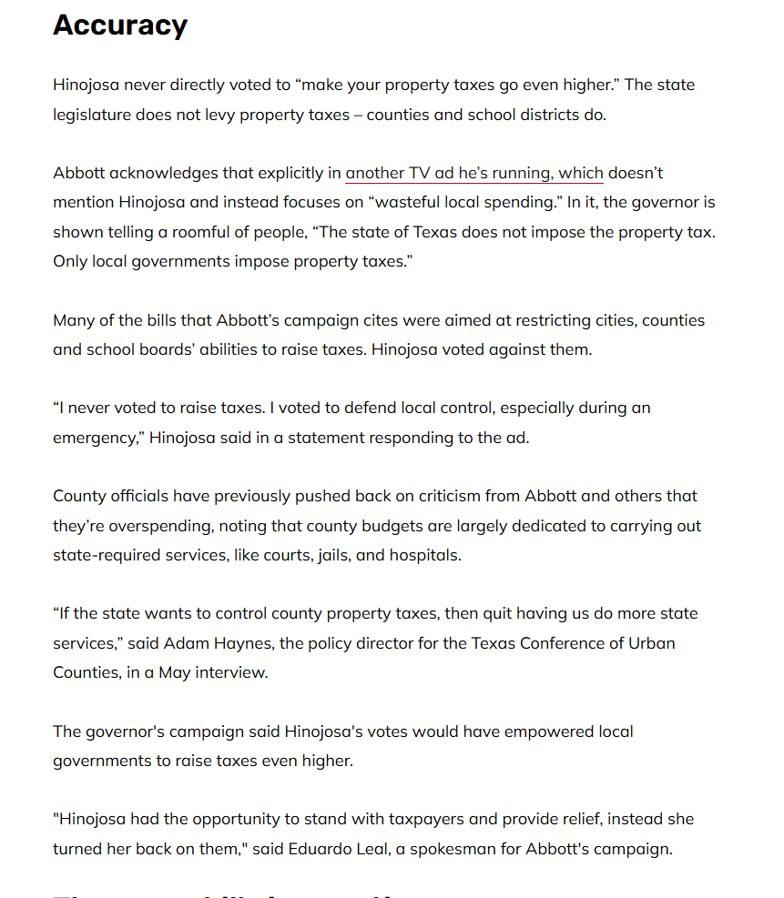 LSPmatt's tweet photo. .@HoustonChron fact checked @GregAbbott_TX 's claim that @GinaHinojosaTX raised your taxes. They were respectful &amp; sophisticated in their response, but it boils down to this - Abbott's ad is bulls#%t. 
https://t.co/n8svSdIIWo https://t.co/hLlvYLC8I9
