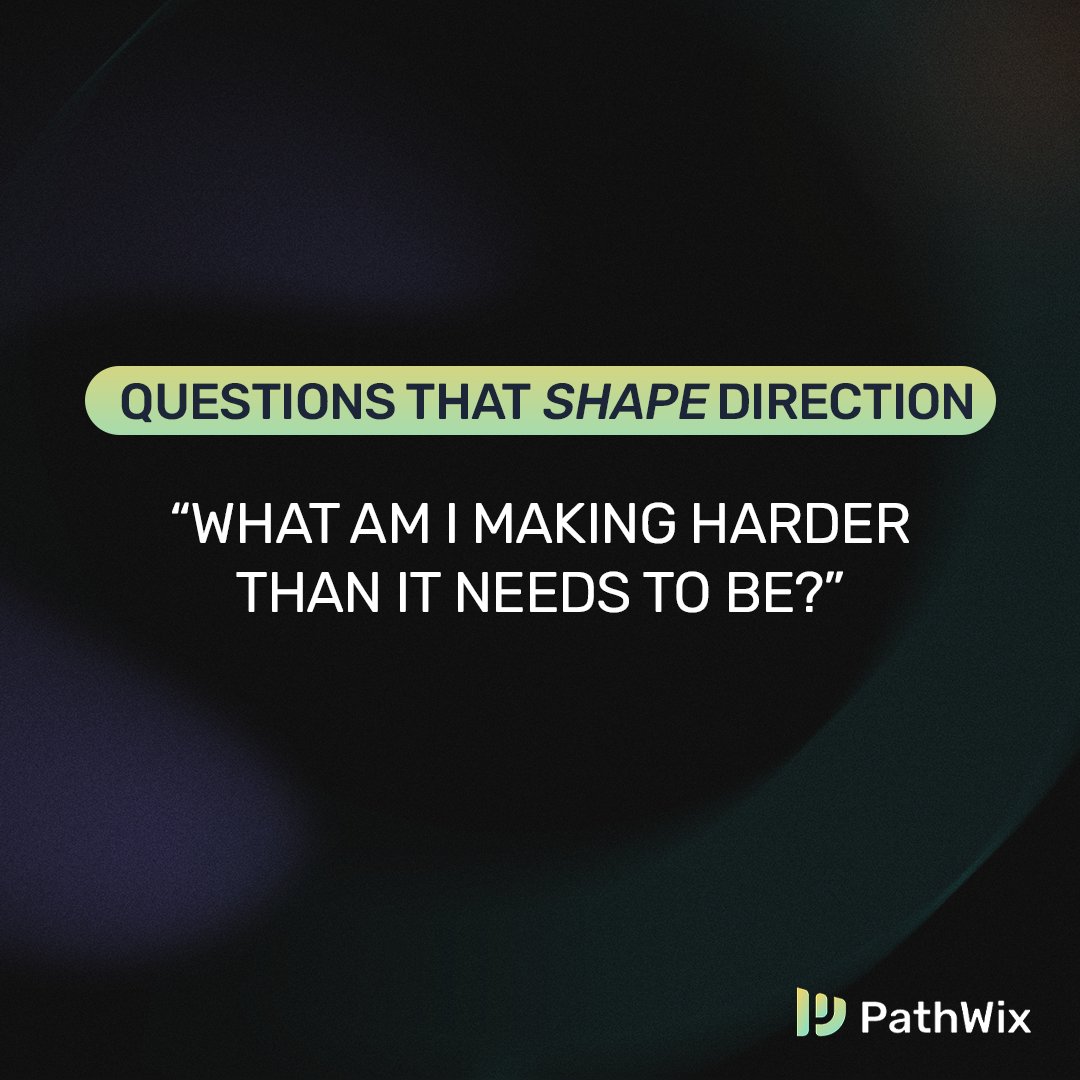 pathwixai's tweet photo. What am I making harder than it needs to be?

Maybe the goal is not the problem.

Maybe the plan is too complicated, the step is too big, or you are trying to do it alone.

Look for the friction. Then simplify. https://t.co/M0Aw26ofYa