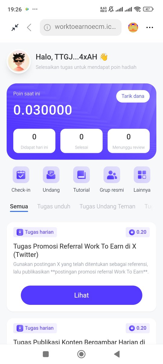 sfii101's tweet photo. 🚀 Join Work To Earn
Complete daily tasks, check in consistently, collect points through the Work To Earn platform.
🔗 Join here:
https://t.co/3NIBi2fbUN
📢 Community:
https://t.co/SgEoDKrAeq
Stay consistent. Stay informed. Keep building. 
#WorkToEarn #TRX #Web3 #Airdrop #Crypto https://t.co/Ly3jhtJVFA
