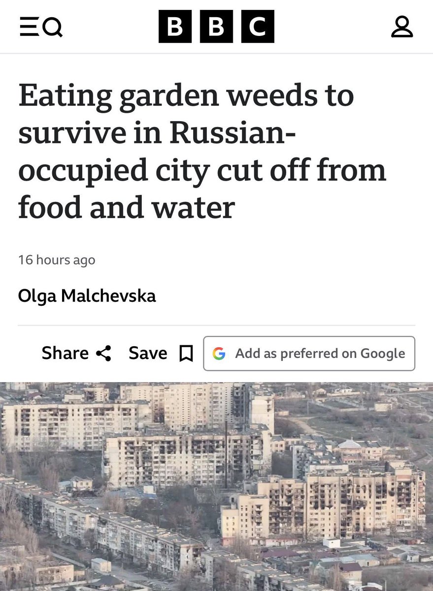 camalees's tweet photo. As pessoas estão a comer ervas  em Oleshky porque já quase não resta mais nada. 

Não há eletricidade, água nem gás. As lojas estão fechadas e os medicamentos são escassos. Sair daí significa enfrentar estradas minadas, sem que tenha sido estabelecido um corredor humanitário.

Cerca de 6 mil  pessoas permanecem  cercadas. Pelo menos 200 são crianças.