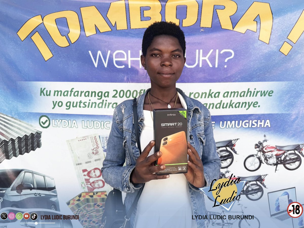 LLBurundi's tweet photo. Cette jeune dame a eu la chance de repartir avec un téléphone Android 🥳🥰

Avec un ticket de seulement 2 000 FBu, elle a remporté son téléphone Android ! 📱✨

Et vous, qu’attendez-vous ? Tentez votre chance dès maintenant 🔥

📞 Infos : 64 50 00 00

#wehokuki #llb #zigumazigaba https://t.co/YJBHOIVDdv