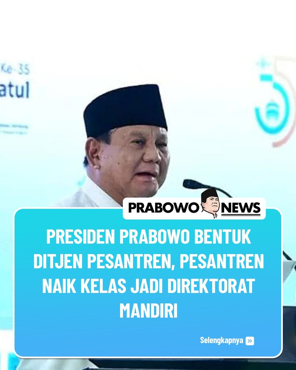 Kasimsergeniw's tweet photo. Presiden Prabowo bentuk Dirjen pesantren, pesantren naik kelas jadi direktorat mandiri✍️✅ https://t.co/oyKwZ2XUd3