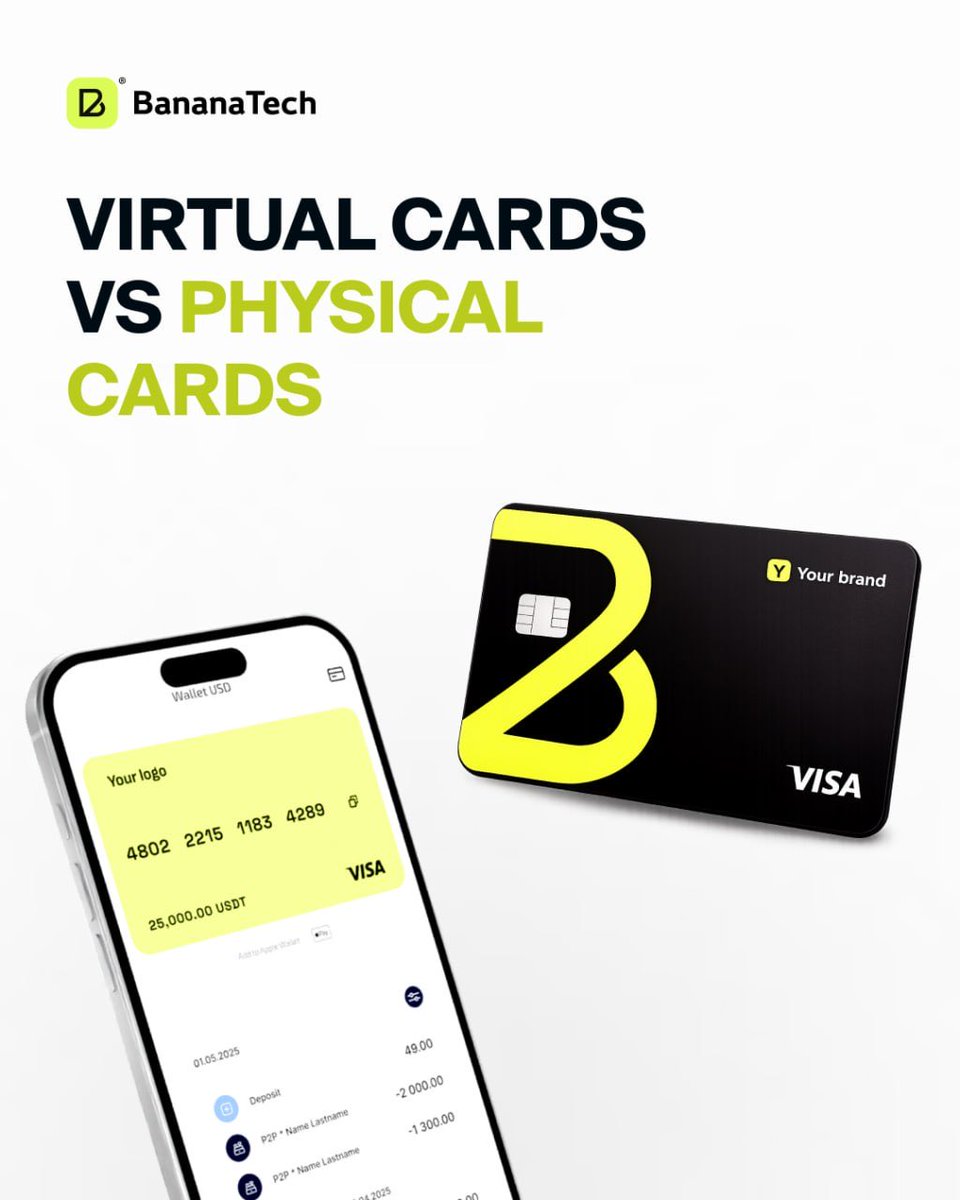 bananatechspace's tweet photo. 💳 Launch your crypto card product with BananaTech.

Visa/Mastercard • Apple Pay • Google Pay • Crypto top-ups • 10 BINs • API &amp; White Label

⚡ API: ~1 week
🚀 White Label: ~2 weeks

Comment BANANA for special terms. https://t.co/j8PmKoDnUm