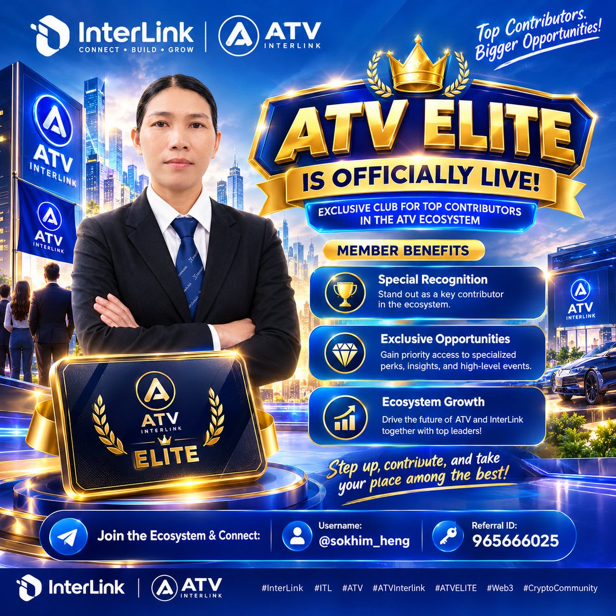 heng_sokhim's tweet photo. 🔥 ATV ELITE IS LIVE! 🚀
ATV ELITE brings together top contributors across the ATV Ecosystem. 🌐💜
🏆 Recognition
💎 Exclusive opportunities
🚀 Help shape the future of ATV & InterLink
Ready to contribute and grow with the community? 💪
#InterLink #ITL #ATV #ATVElite https://t.co/AXH8fSty1Z