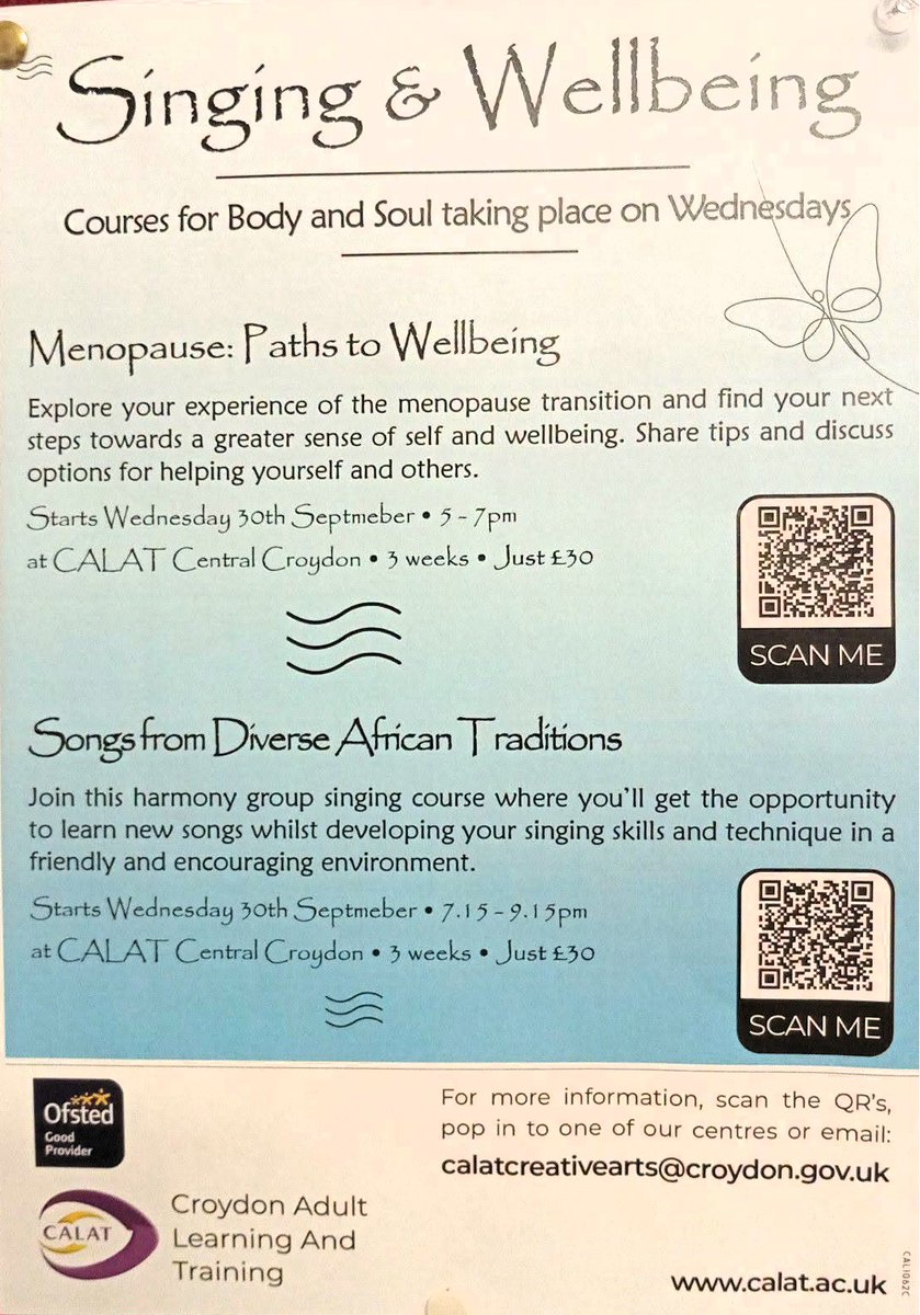 CatherineP91786's tweet photo. Still a few days left to grab the amazing #lowcost @CALATCroydon #menopause course. Twilight - go straight from work &amp; get home early. Cutting edge evidence issues &amp; debates for 3 x 2hrs only £30. Signup ends late Monday eve 28th -course starts 30th Sept @CroydonNbrhoods @ecco_uk https://t.co/DOFa9NJZUf
