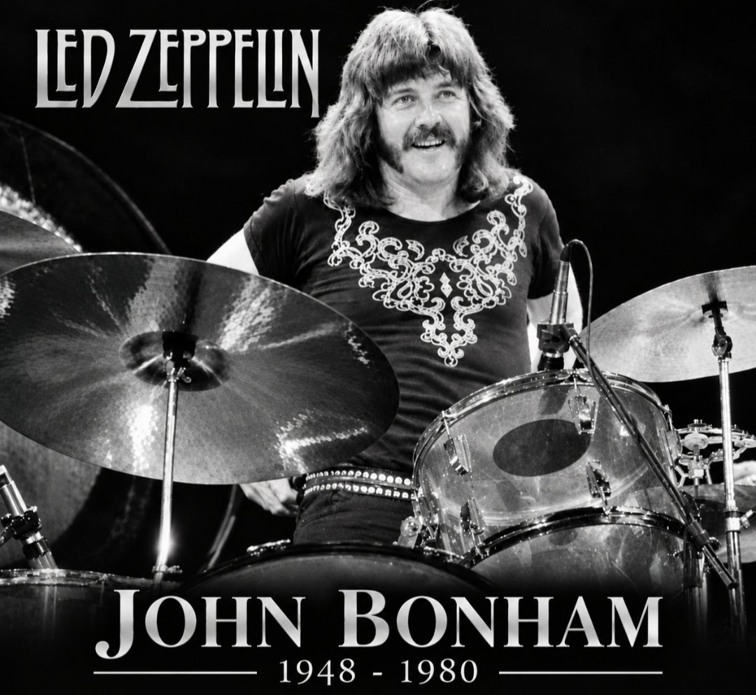 20th_Centurygal's tweet photo. 46 years ago today, rock lost one of its most legendary drummers. John Bonham was the driving force behind Led Zeppelin’s sound, bringing a style that was powerful, unmistakable and completely his own. He was only 32 when he died, leaving behind a legacy that has never been forgotten.
Remembering Bonzo today...🖤🥁