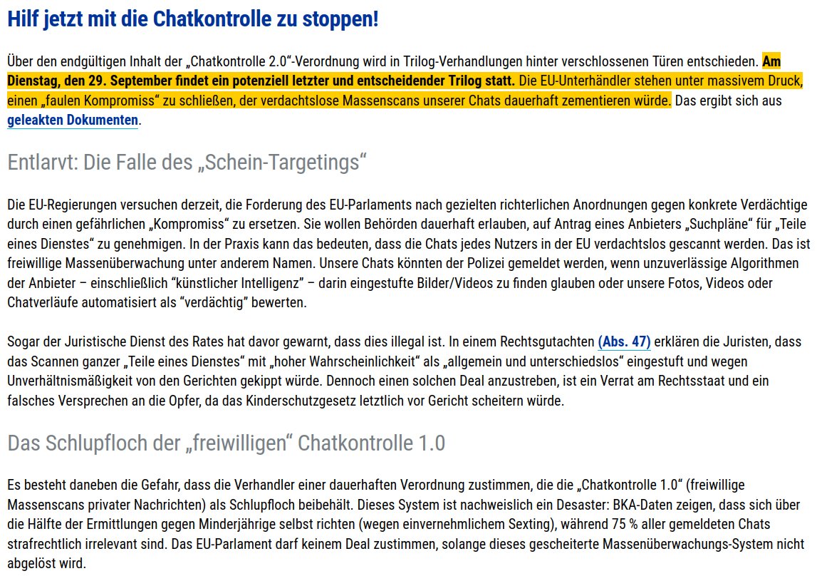 echo_pbreyer's tweet photo. 🇩🇪🚨Dienstag droht schmutziger Deal zur #Chatkontrolle 2.0 mit PERMANENTER Erlaubnis von Massenscans unserer privaten Chats (sog. #Suchpläne). 😱 Werden laut und mailt euren EU-Abgeordneten JETZT, um das zu verhindern:
ℹ️ https://t.co/dWaIg8jO8z
✍️ https://t.co/Axa6QXDTYA https://t.co/VVIXvVG9zI