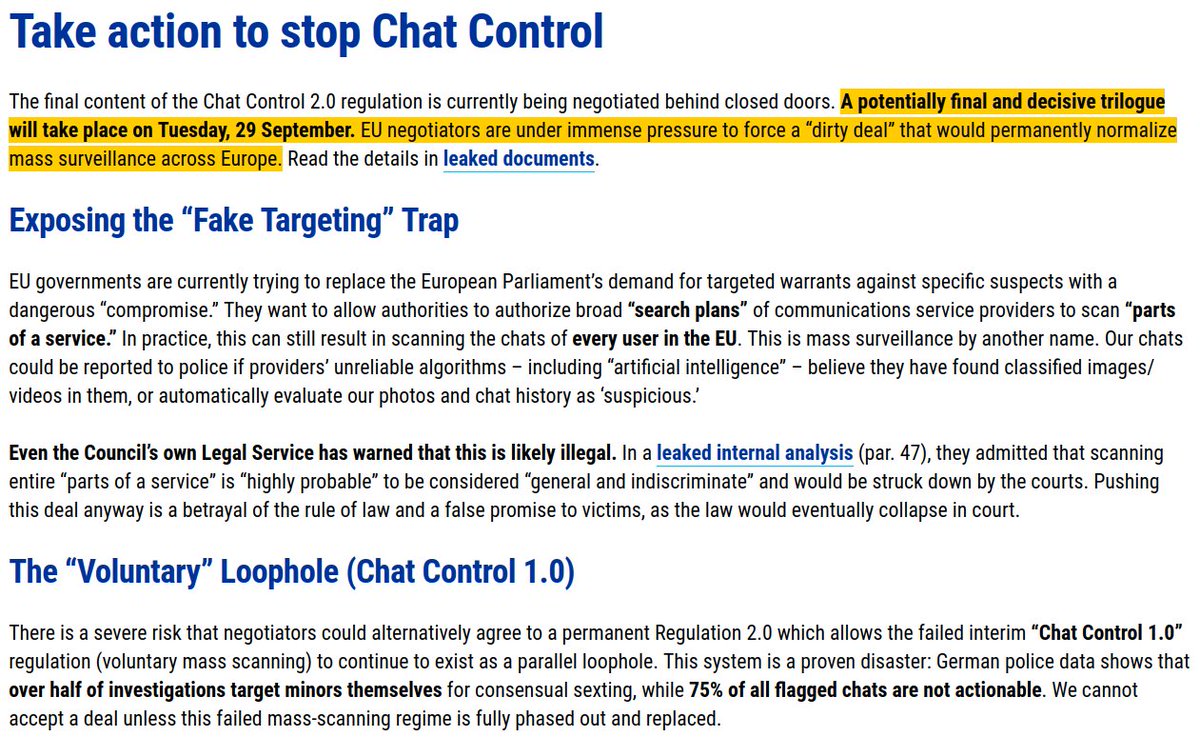 echo_pbreyer's tweet photo. 🇪🇺🚨 Next Tuesday, a dirty deal on #ChatControl 2.0 looms, allowing PERMANENT mass scanning of our private chats (so-called #SearchPlans). 😱 Speak up and email your MEPs NOW to stop this:
ℹ️ https://t.co/UZZZkiy57y
✍️ https://t.co/8QRRlo1g9L https://t.co/MRDmJtGQkr