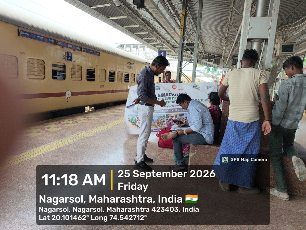 drmned's tweet photo. ♻️ Swachhata Hi Seva–2026: A public awareness programme was conducted today at Nagarsul Railway Station. Passengers were informed about the new provisions of SWM 2026 and the four categories of waste segregation.
#SwachhataHiSeva2026 #NandedDivision #IndianRailways
@SCRailwayIndia
@RailMinIndia
