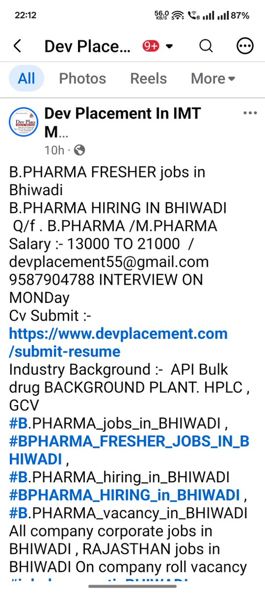DevPlacement's tweet photo. B.PHARMA FRESHER jobs in Bhiwadi  
B.PHARMA HIRING IN BHIWADI
 Q/f . B.PHARMA /M.PHARMA
Salary :- 13000 TO 21000  / 9587904788 INTERVIEW ON MONDay 
Cv Submit :- https://t.co/pFS16xfOBS
Industry Background :-  API Bulk drug BACKGROUND PLANT. HPLC , GCV
https://t.co/mtFbi7VzXj... https://t.co/64lA4aRfMb