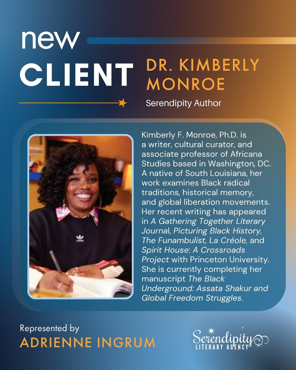 serendipitylit's tweet photo. Join us as we welcome #author Dr. Kimberly Monroe, Ph.D., to the #SerendipityLit team!  

Be sure to say hi and give her a follow on LinkedIn and Instagram! https://t.co/71zcCJYXnw