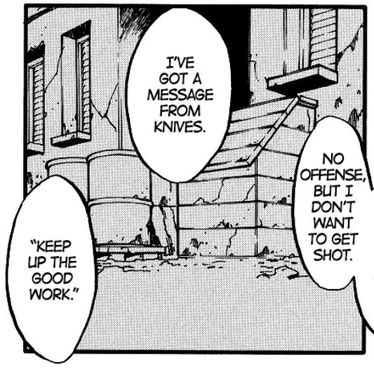 en_stama's tweet photo. though we don't see the heights of that praise replicated — knives' mania is not frequent — he states wolfwood is doing "good work" twice, even sending a messenger to communicate that to him.

similarly, he recognizes legato and zazie's unique strengths. (3/5) https://t.co/bfJXWaGZzU