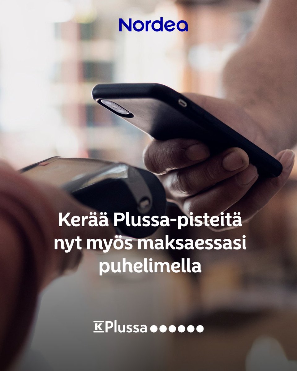 Nordea_Aspa's tweet photo. Nyt voit lisätä K-Plussan Apple Payhin, Google Payhin tai Samsung Payhin, kunhan sinulla on ensin K-Plussa-ominaisuus Nordean Mastercard-kortissasi. Kun maksat mobiilisti, Plussa-etu kirjautuu osana samaa maksutapahtumaa. 📲💳

Lue lisää👉 https://t.co/oM7nOGajoB https://t.co/F8cONYfrrD