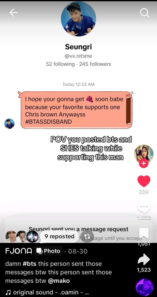 hoolignyvanill's tweet photo. K-pop/pop fans harassing literally everyone they see liking BTS. https://t.co/p5X39SWgvg