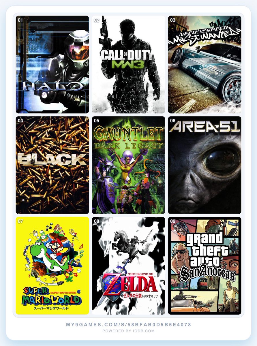 ENRG's tweet photo. I couldn’t pick 9 so I did 18 but best games of all time in my opinion! https://t.co/F2UxKTONjf
