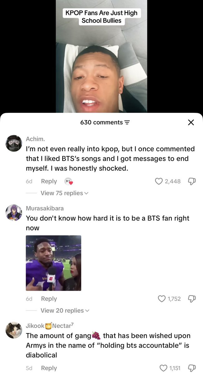 hoolignyvanill's tweet photo. K-pop/pop fans harassing literally everyone they see liking BTS. https://t.co/p5X39SWgvg