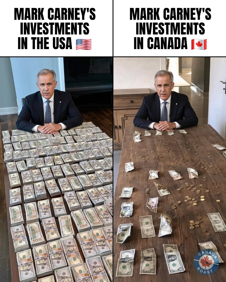 CanadaRoast's tweet photo. If Prime Minister Mark Carney actually believed he was going to Build Canada Strong, you'd think he'd be more invested in it.

583 holdings. 530 American. 3 Canadian.

His own money is betting against Canada. https://t.co/2UKETOs9Cj