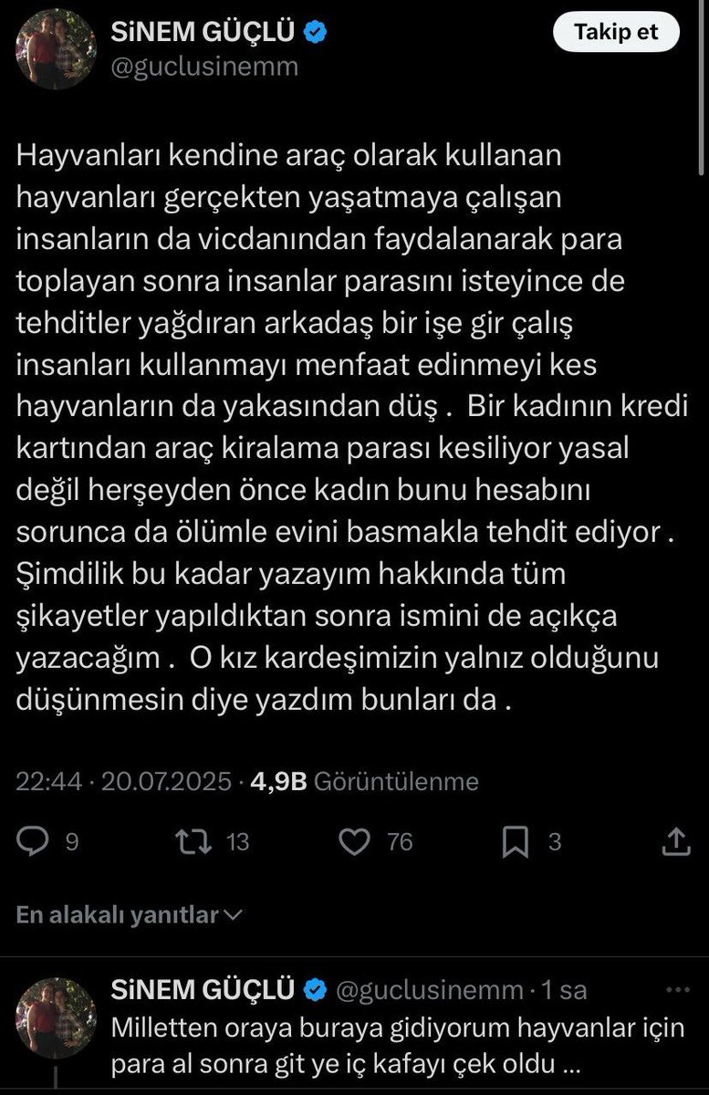 seda_su7's tweet photo. KAMUOYU AÇIKLAMASI

Köpekçi lobisi bunu da yaptı!

Devletin, içeride olması gereken kriminalleri vatandaşın başına bela ederek yaşattığı bu utancı taşımayı reddediyorum.

Benim suçum ne? Evime girip çıkmak mı?

Annem hastalığı nedeniyle gün içerisinde evden çıkamıyor. İstediği baklavadan dondurmaya, market alışverişinden diğer ihtiyaçlarına kadar istediklerini evimize götürüyorum. Annem bize yememiz için yemek, sarma,kek vb. hazırladığında gidip alıyorum. Her gün yemeğimi annem hazırlar bizde afiyetle yeriz! 

Bunun görüntülerini takip ederek, izinsiz şekilde kaydedip, ortada tek bir zehirlenme vakası, hastane kaydı, rapor veya resmi tespit olmadan hakkımda iftiralar atarak servis ettiler.

Bir de sanki çok büyük bir suçüstü operasyonu yapılmış gibi haberleştiriyorlar.

Aptala anlatır gibi bir kez daha anlatayım: Bir otelin içerisinde yalnızca odalar bulunmaz. Oteller; hamam, spa, restoran, kafe, market ve benzeri bölümleri üçüncü kişilere kiralayabilir veya bu alanların işletmesini üçüncü kişilere bırakabilir.

Ben de bir akrabama ait otelin kafe bölümünü işletiyorum. Bunun neresi gizli, neresi suç, neresi “evde kaçak işletme” anlamına geliyor?

Salı günü belediye ekipleri hem evime hem ilgili otele gelerek inceleme yaptı.Evde herhangi bir ürün hazırlandığını, satışı yapıldığına dair bir bulguya rastlanmadığına dair rapor tuttu. İlgili otele de giderek gerekli incelemeler yapıldı. 

Bugün ise yayınlanan görüntülere istinaden Tarım ve Orman ekipleri evime gelerek inceleme yaptı.
Resmî kurumlar gelip yerinde inceleme yaparken, bazıları sosyal medya üzerinden kendi mahkemesini kurup beni suçlu ilan ediyor.

Üstelik görüntüler öyle bir servis ediliyor ki sanki uyuşturucu veya fuhuş operasyonunda suçüstü yakalanmışım!

Ayakları üzerinde duran, çalışan ,annesinin tüm sorumluluğunu taşıyan ve kendi hayatını sürdüren bir kadın; sırf belirli bir çevrenin hedefi olduğu için bu şekilde teşhir edilemez.

Ben yıllardır kişisel verilerimin yayılmasına, takip edilmeye, hedef gösterilmeye ve sosyal medya üzerinden yürütülen zorbalığa maruz kalıyorum.

Köpekçi terörüne asla boyun eğmeyeceğim.

Evime girip çıkmaya da, anneme bakmaya da, hayatımı yaşamaya da devam edeceğim.

Beni susturamayacaksınız. Size asla boyun eğmeyeceğim! 
@adalet_bakanlik @TC_icisleri 
@abakingurlek @mustafaciftcitr