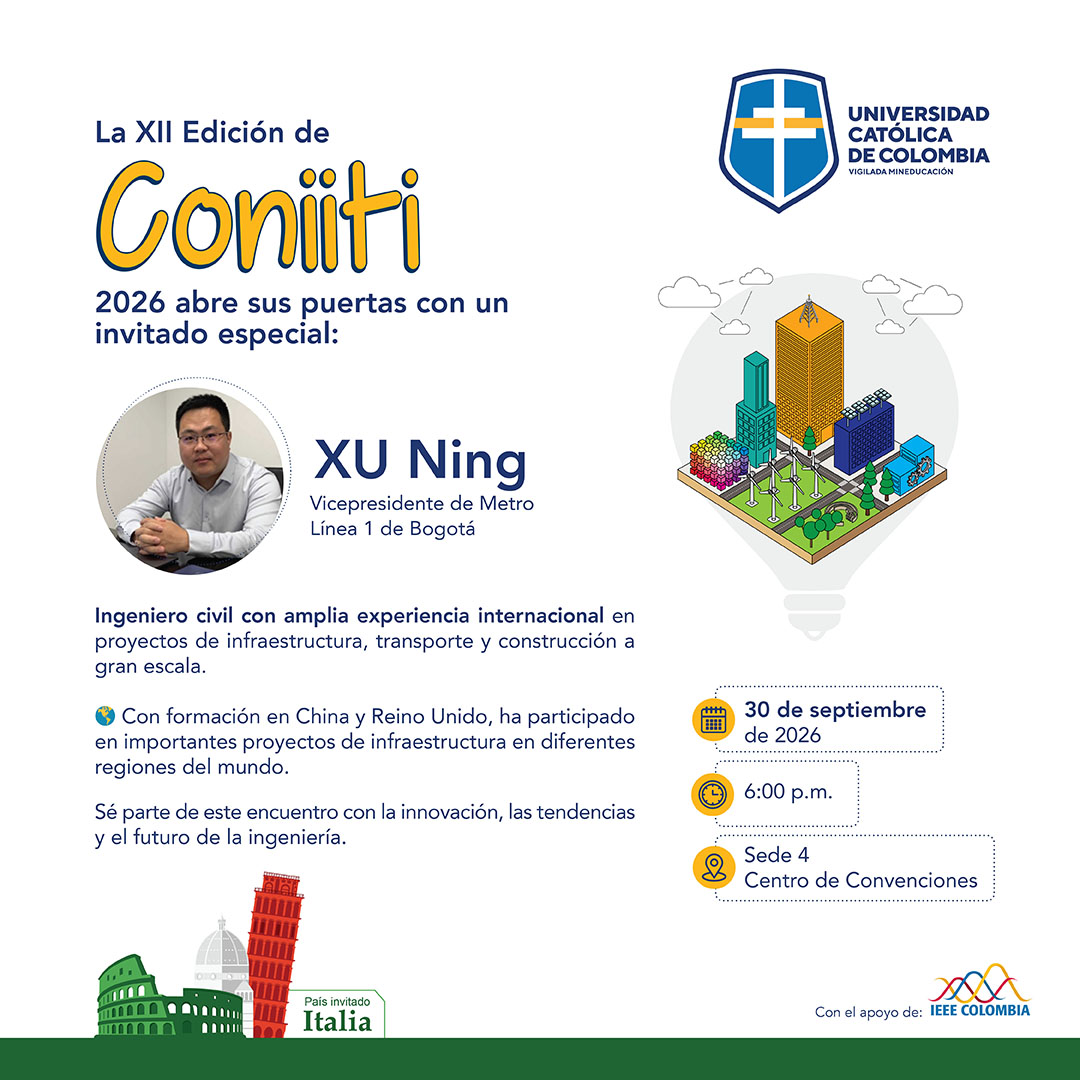 UCatolicaCo's tweet photo. 🚇 La experiencia internacional que impulsa la ingeniería de Bogotá llega a CONIITI 2026.

👉 Sé parte de este encuentro con la innovación, las tendencias y el futuro de la ingeniería.

#CONIITI2026 #Ingeniería #Innovación #Infraestructura #MetroDeBogotá https://t.co/91f9DIxITo
